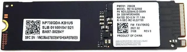MZ-VLQ2560 Samsung PM991 256GB M.2 2280 Nvme Pcie GEN3 X4 SSD