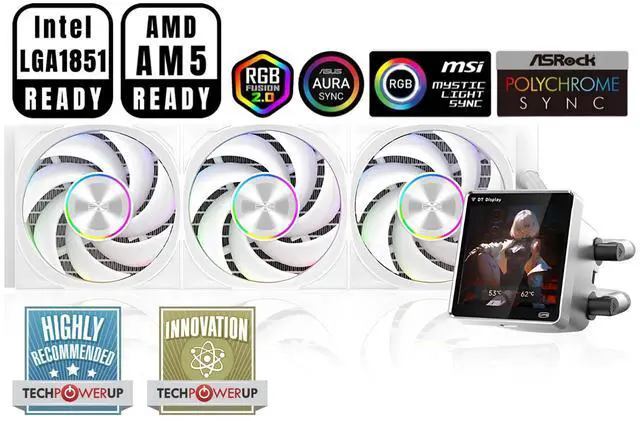 PCCOOLER CPS DT360 ARGB Display AIO CPU Liquid Cooler, 360mm