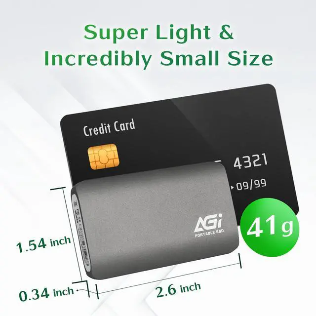 AGI 1TB ED138 Portable External SSD, (R/W Speed up to 550/500 MB/s