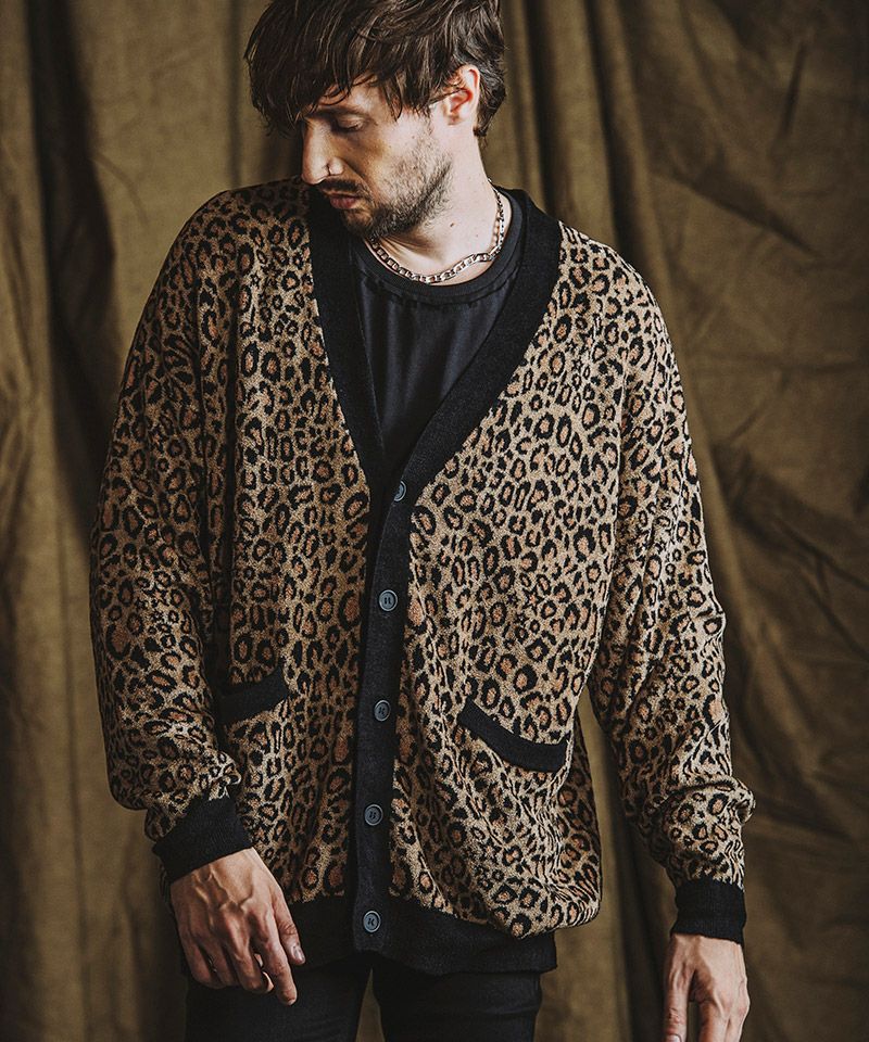 50%OFF【NO ID.(ノーアイディー)】 ﾚｵﾊﾟｰﾄﾞｼﾞｬｶﾞｰﾄﾞC-D カーディガン