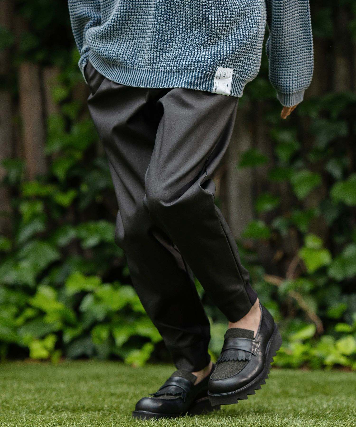 30%OFF【CAMBIO(カンビオ)】Vintage Like Synthetic Leather Rib Pants