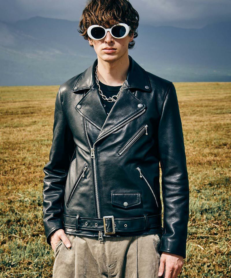 glamb(グラム)】Calf Leather Riders Jacket カーフレザーライダース