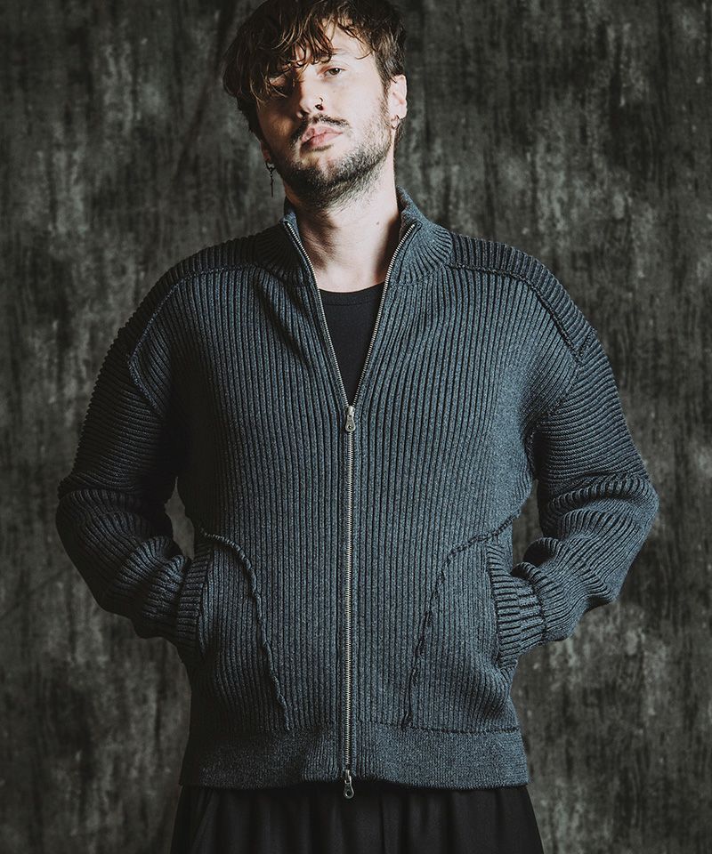 30%OFF【NO ID.(ノーアイディー)】 ﾊﾞｲｶｰｽﾞﾆｯﾄZIP-CD カーディガン