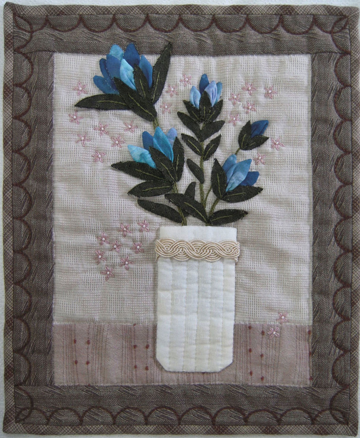 リバースアップリケのタペストリー「猫＆パンジー」 商品詳細