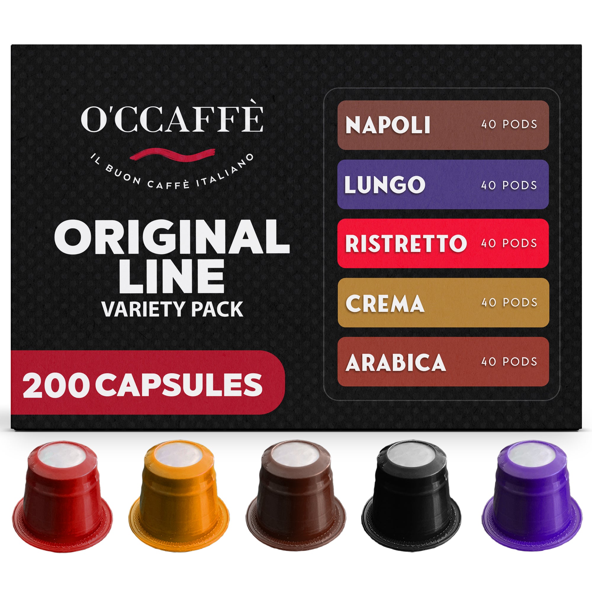 O'CCAFFÈ Espresso Compatible Pods - 200 Ct VARIETY PACK - Coffee