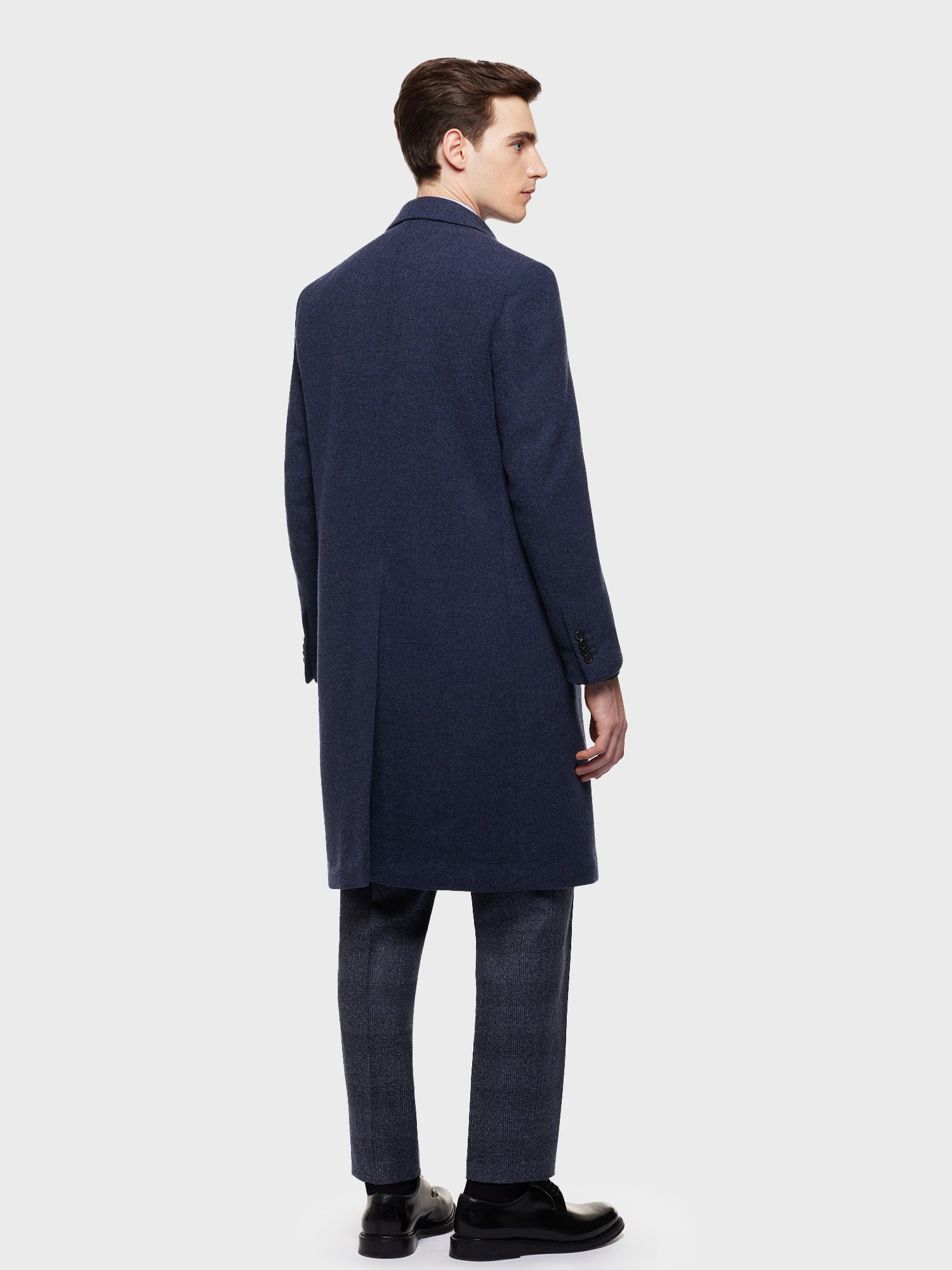 Caruso - Blue wool and cashmere double-breasted aida coat
