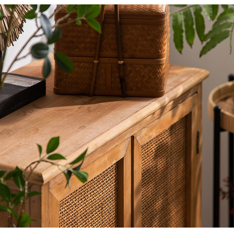 キャビネット サイドボード ラタン 収納 レトロ リビング ナチュラル