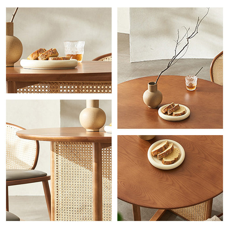 丸テーブル ダイニングテーブル 2人/4人掛け ラタン 円卓 カフェ風