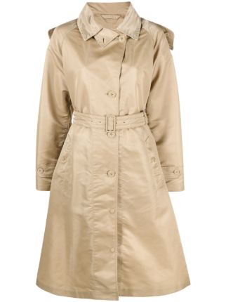 Moncler Hooded Belted Trench Coat | Neutrals | FARFETCH