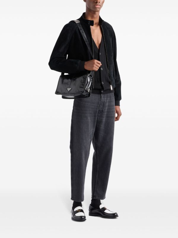 Prada レザーショルダーバッグ | ブラック | FARFETCH JP