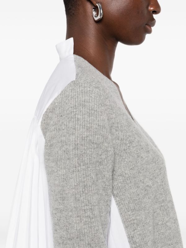 Sacai プリーツディテール カーディガン | グレー | FARFETCH JP