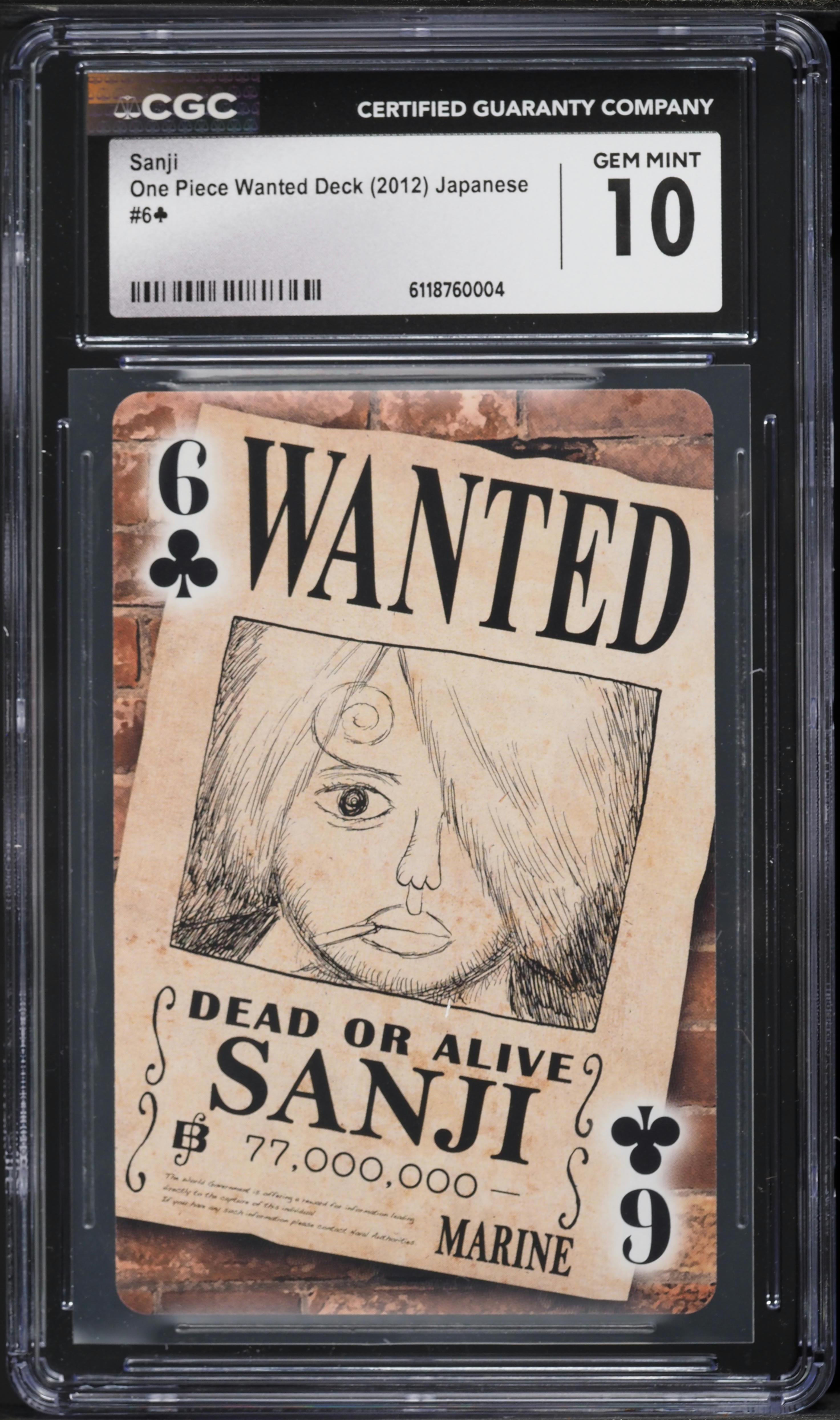 2012 One Piece Japanese Wanted Deck Sanji CGC 10 GEM MINT on