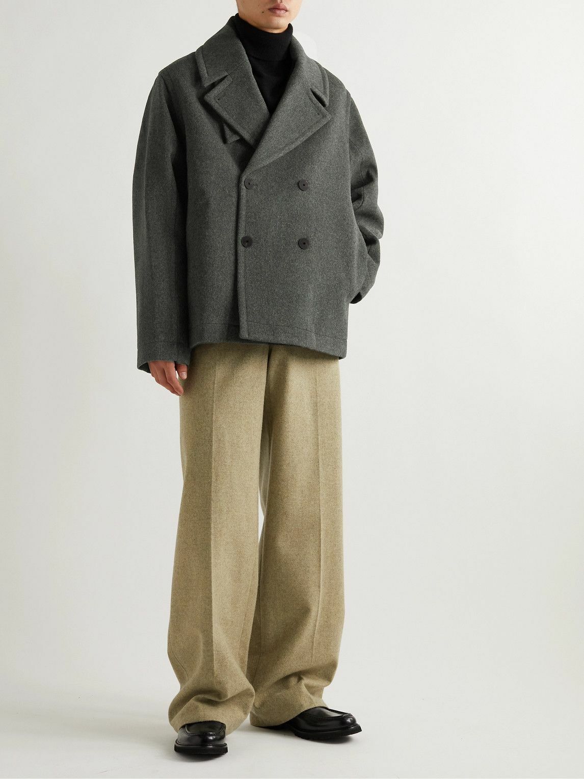 STUDIO NICHOLSON - Brushed Wool-Blend Peacoat - Gray Studio Nicholson