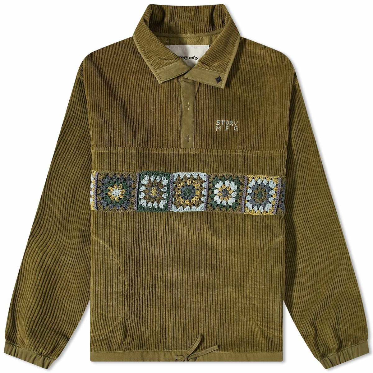 Story mfg. Men's Polite Cord Pullover Jacket in Olive Corduroy