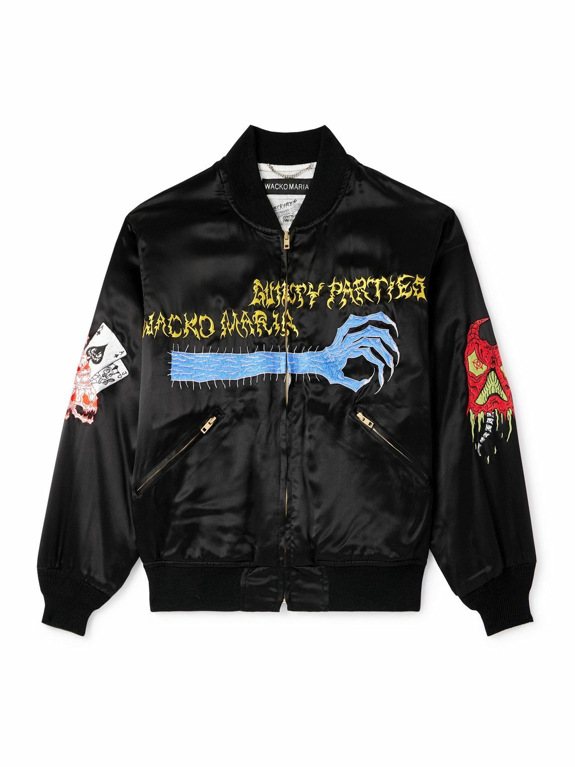 Wacko Maria Men's Type-2 Leather Varsity Jacket in Black Wacko Maria