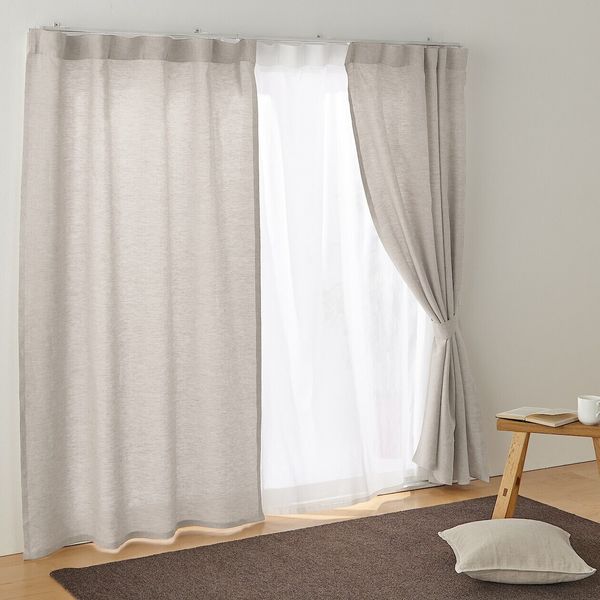 無印良品 麻平織ノンプリーツカーテン 幅100×丈200cm用 ライトベージュ