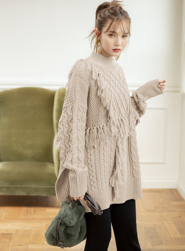 フリンジケーブルニットトップス[an932] | レディースファッション通販