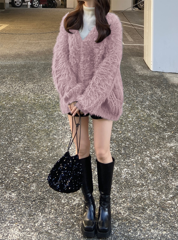 ウール混シャギーニットカーディガン[an1435] | レディース