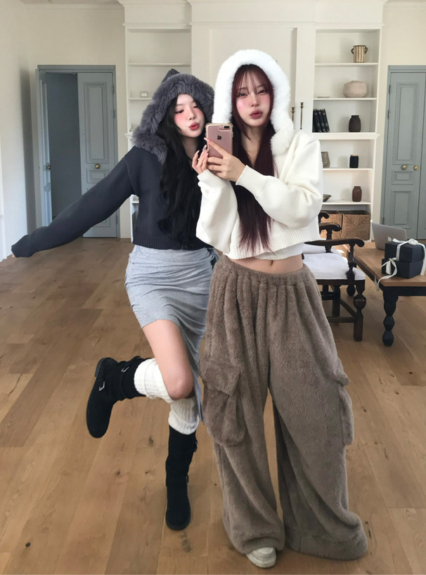 フードファーニットパーカー[an1497] | レディースファッション通販の