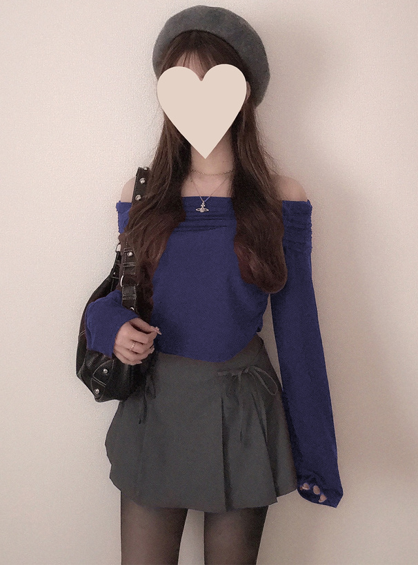 オフショルダーギャザークロップド丈トップス[an1594] | レディース