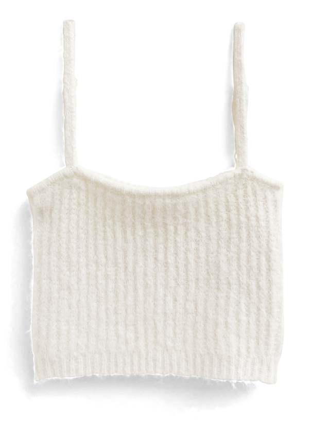 ショート丈キャミソールxカーディガンフェザーニットアンサンブル