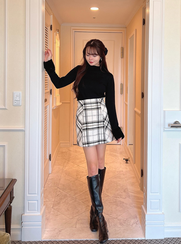 ファースリーブモックネックニットトップス[an1343] | レディース