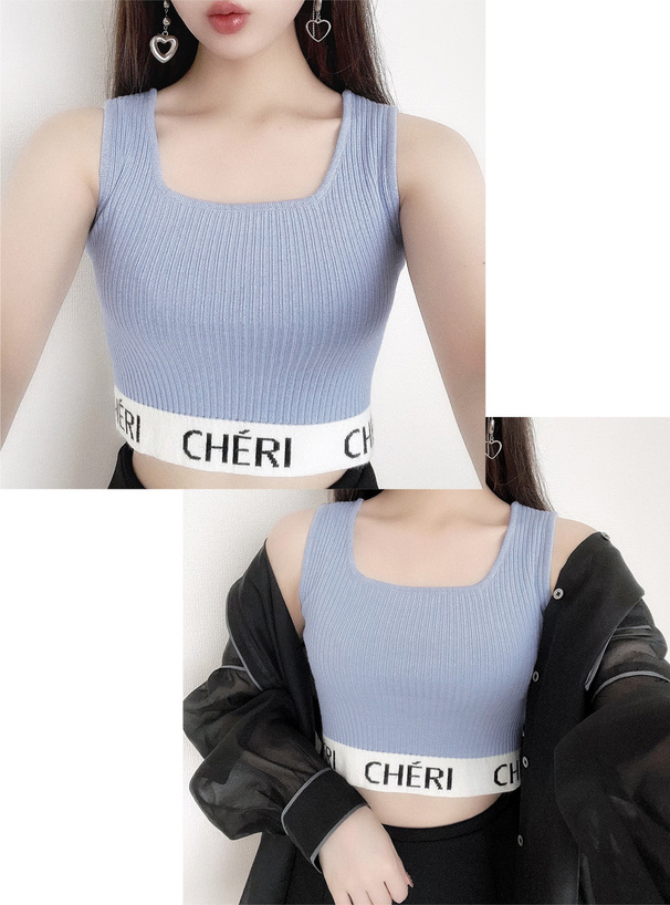 ロゴクロップド丈ニットタンクトップ[an1377] | レディース