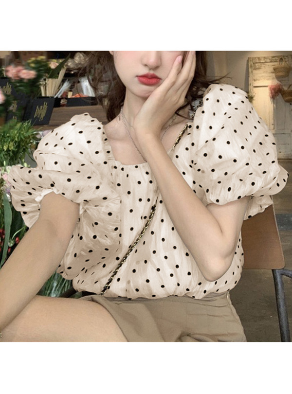 ドット柄シアーバルーンスリーブブラウス[ac2247] | レディース