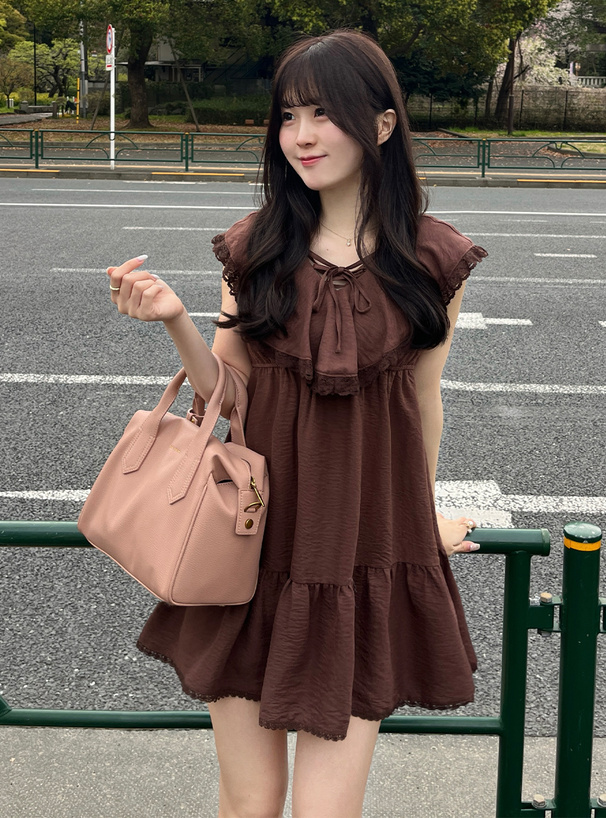 ラッフルカラーレースミニワンピース[gn448] | レディースファッション