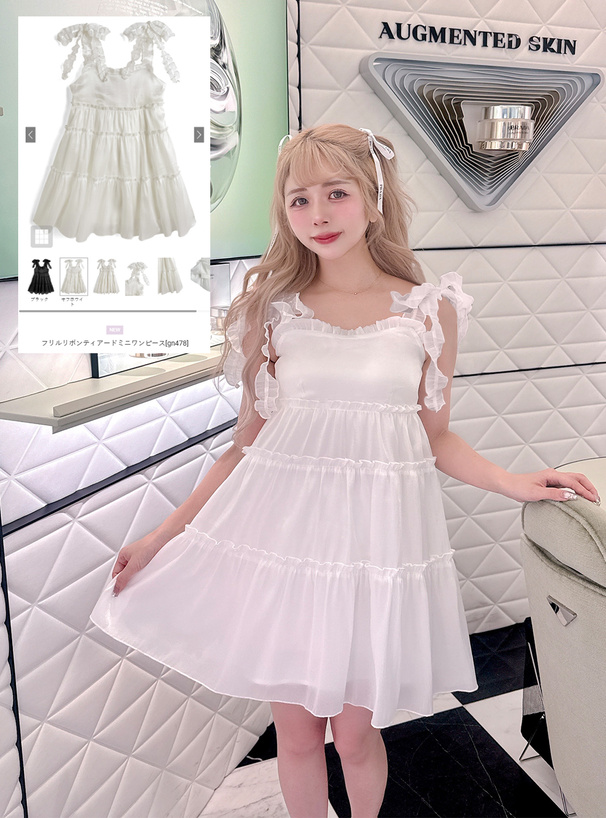 フリルリボンティアードミニワンピース[gn478] | レディース