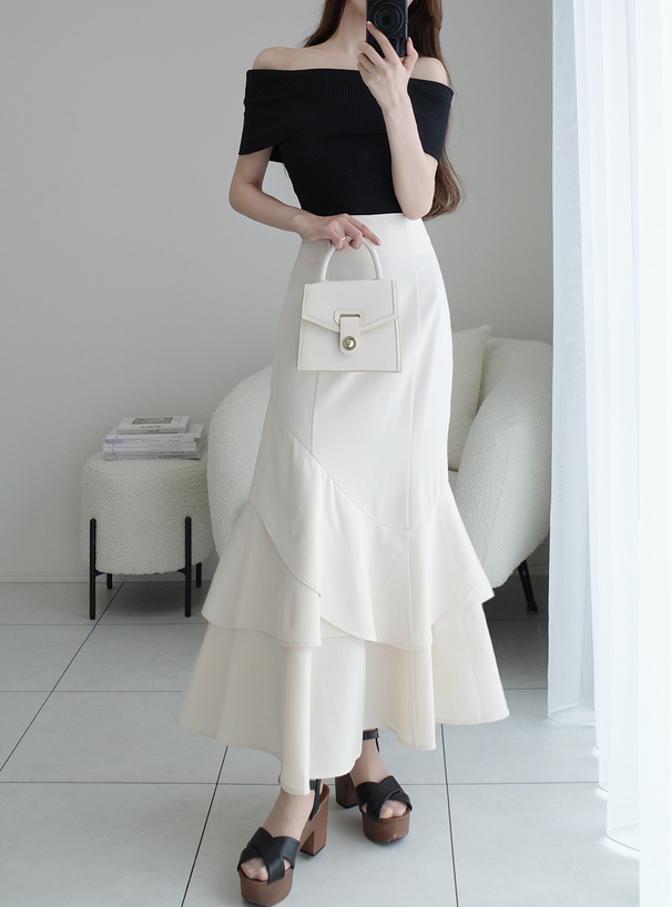 ティアードフリルアシンメトリーマーメイドスカート[gc300