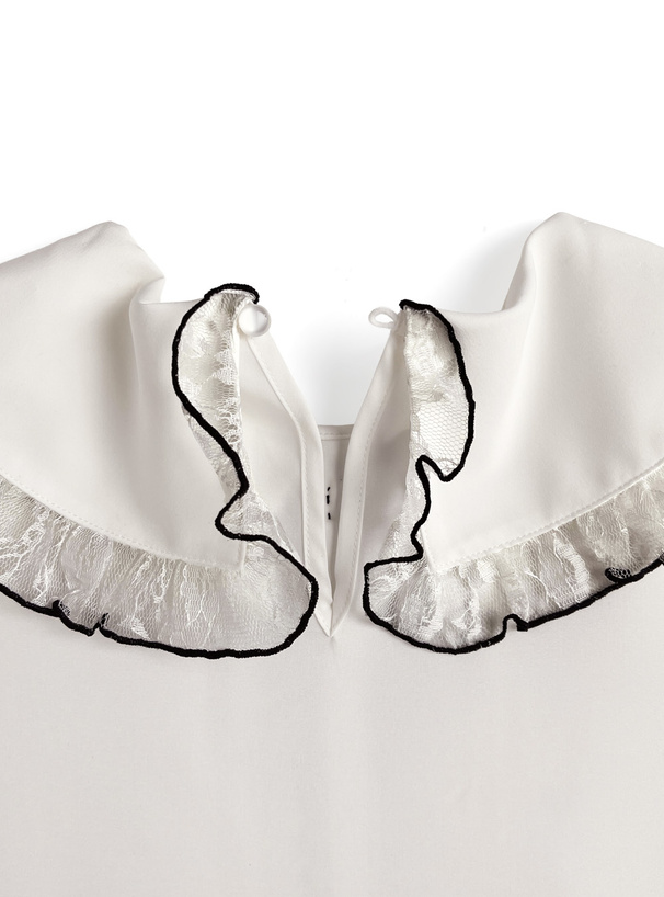 リボン付き肩開きフリル半袖ブラウス[gc306] | レディースファッション