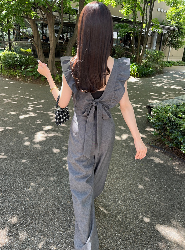 バックリボンショルダーフリルオールインワン[dk1188] | レディース