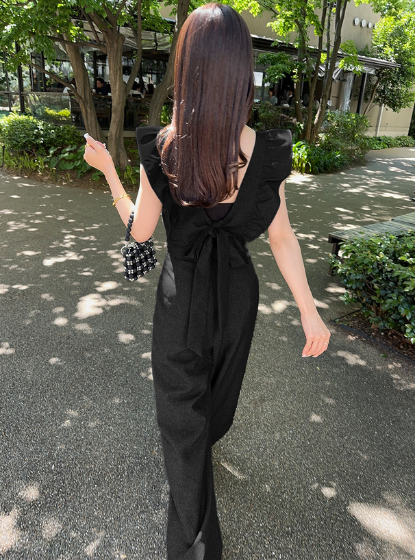 バックリボンショルダーフリルオールインワン[dk1188] | レディース