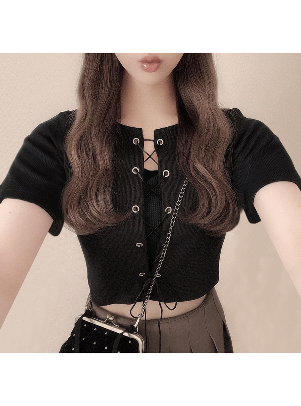 レースアップトップス×チューブトップアンサンブル[dk1208