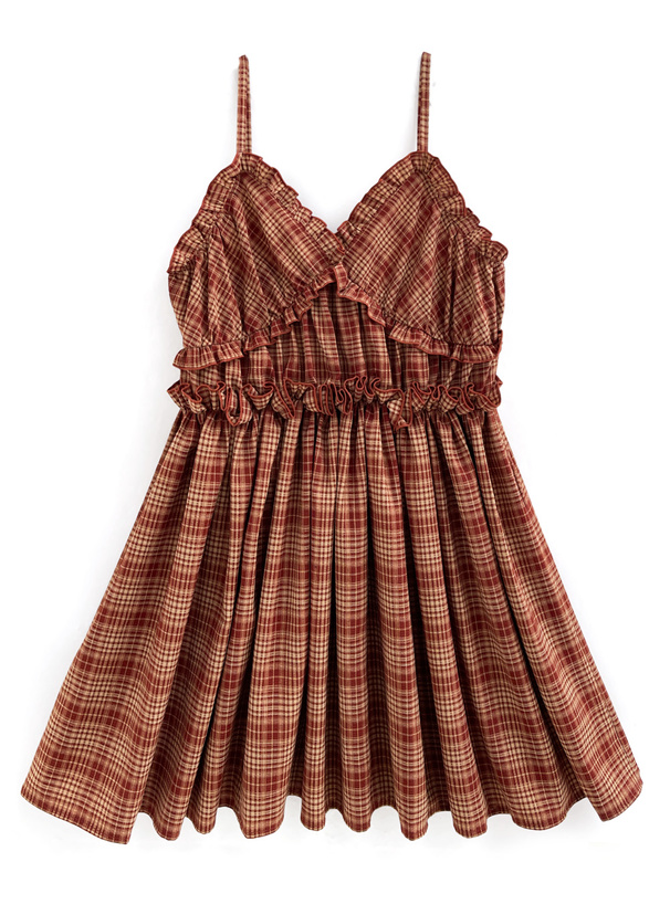 チェック柄フリルキャミミニワンピース[dk1323] | レディース