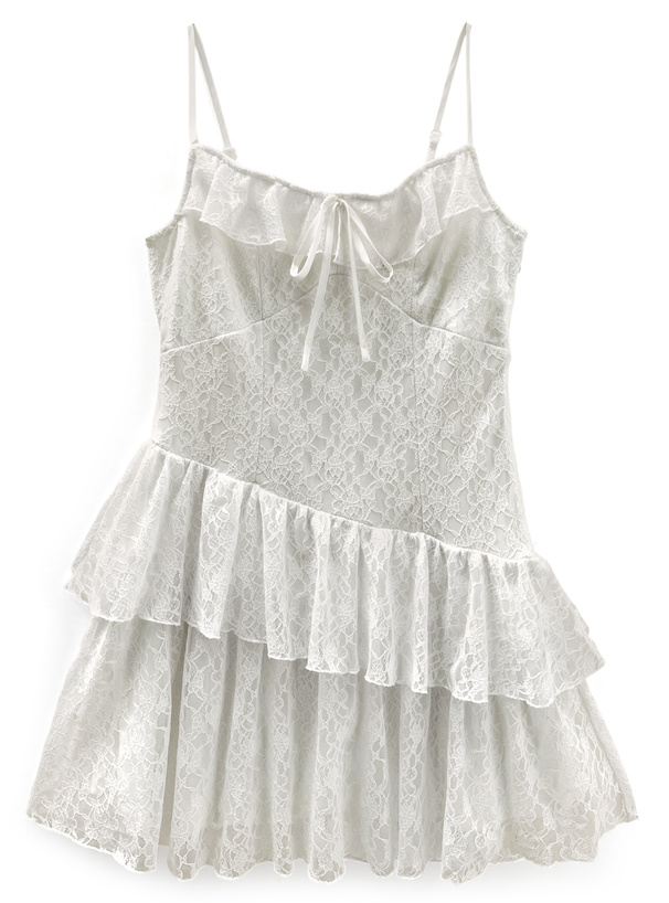 花柄レースフリルキャミソールミニワンピース[dk1348] | レディース