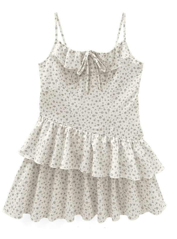 花柄フリルキャミソールミニワンピース[dk1350] | レディース