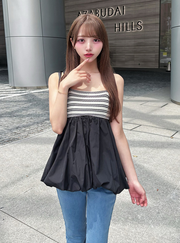 ボーダーバルーンキャミトップス[dh1377] | レディースファッション