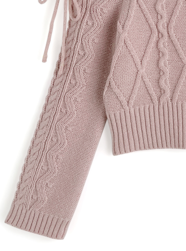 ショルダーオープンケーブル編みニットトップス[dr819] | レディース