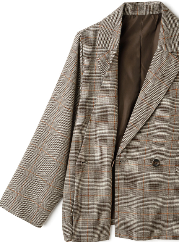 チェック柄ダブルテーラードジャケット[fo1468] | レディース