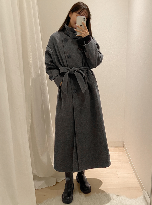 襟2Wayリボンベルト付きロングコート[fo1755] | レディース