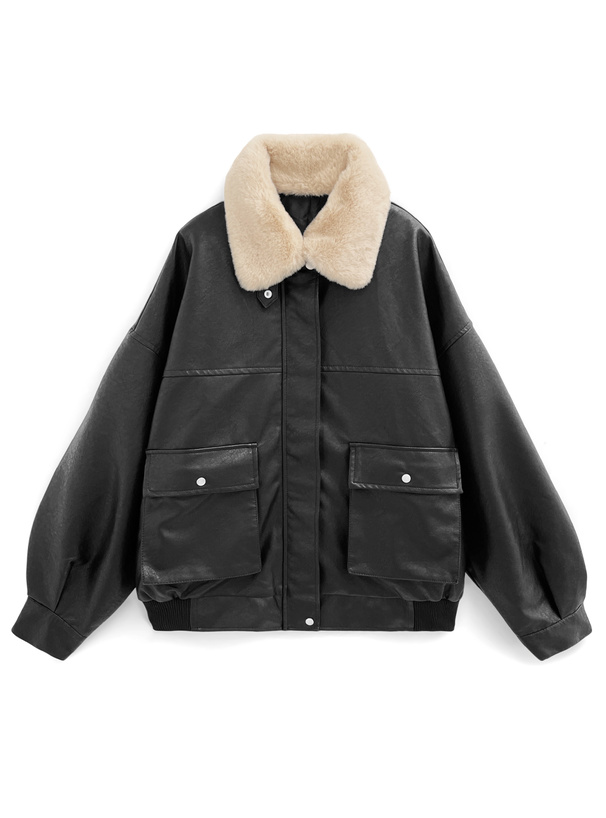ファーティペット付きレザーブルゾン[fo1988] | レディース