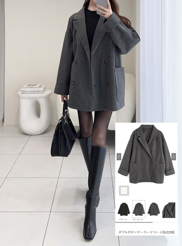 ダブルボタンテーラードコート[fo2208] | レディースファッション通販