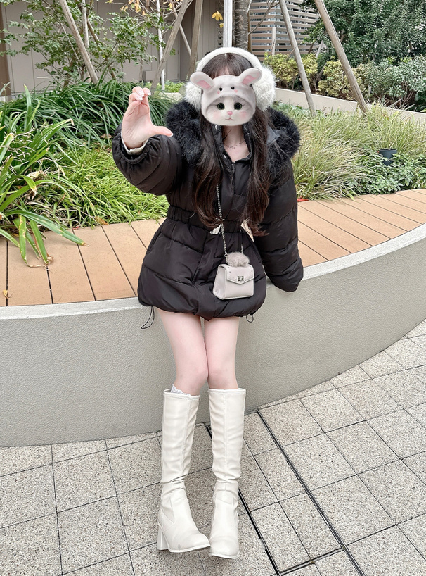 ベルト付きファー中綿ダウンコート[kd47] | レディースファッション