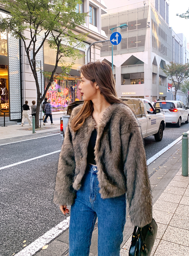 ミックスエコファーショート丈ジャケット[kd102] | レディース