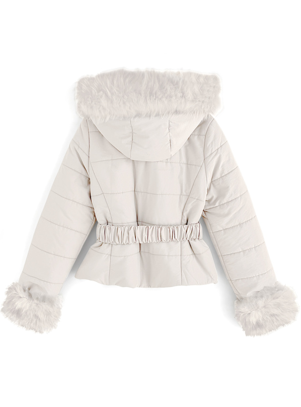 ベルト付きファー中綿ダウンジャケット[kd36] | レディース