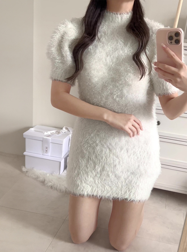 ラメシャギーニットミニワンピース[kz452] | レディースファッション