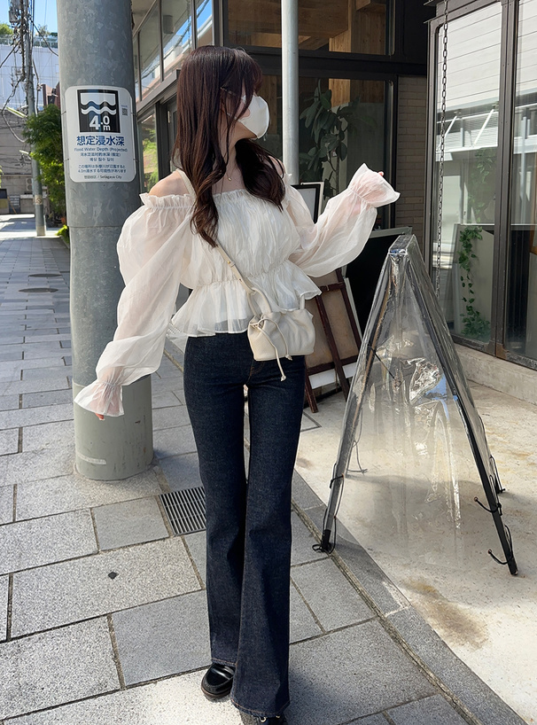 袖2Wayシアーギャザーブラウス[kz418] | レディースファッション通販の