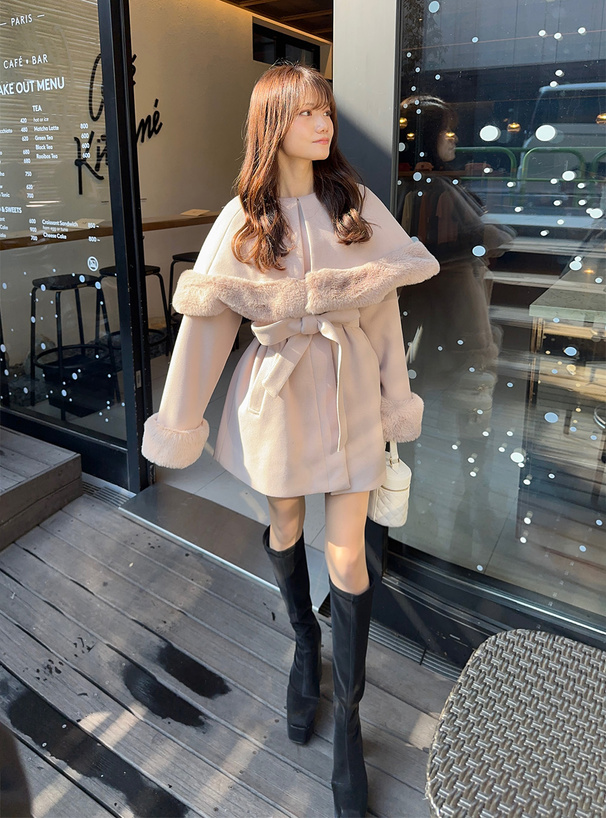 マルチWayファーケープ付きショート丈コート[kz573] | レディース